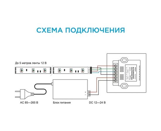 Контроллер Apeyron RGB 12В, 144 Вт, встраиваемый с БЕЛОЙ многоцветной сенсорной панелью 04-09 – изображение 7