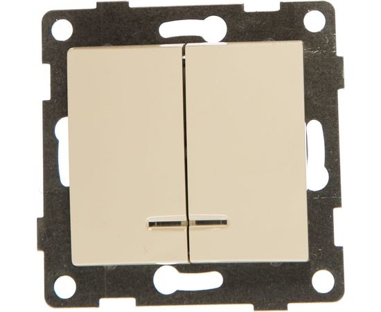 Выключатель GUSI ELECTRIC Bravo 2 клавиши, индикатор, СУ, 10А, 250В, бежевый С10В28-003 