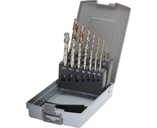 Набор машинных метчиков RUKO HSS-Co5 35 град.M3-M12 со сверлами 245052RO 