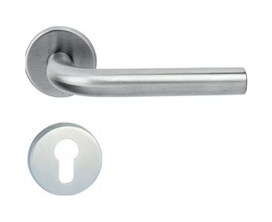 Дверная ручка из нержавеющей стали, в комплекте с креплениями и накладкой на цилиндр HOME SS001N 