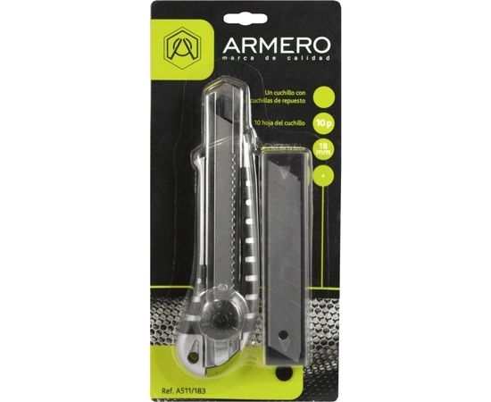 Нож с сегментированным лезвием Armero, 10 лезвий, 18мм AR11-183/А511/183 – изображение 2