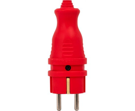 Красная каучуковая прямая вилка EKF, 230В 2P+PE 16A IP44 PRO RPS-011-16-230-44-rr – изображение 3