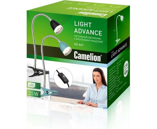 Настольный светильник на прищепке Camelion KD-847, C01, белый, LED 14138 – изображение 3