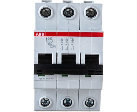 Автоматический выключатель ABB 3-полюсный S203С 80 6кА 2CDS253001R0804 – изображение 3