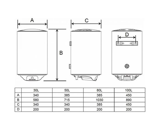 Накопительный водонагреватель TIMBERK ЭМАЛЬ RE19, 30 л, вертикальный SWH RE19 30 V – изображение 4