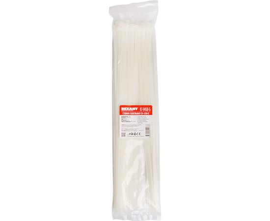 Хомут REXANT nylon 450x5 мм 100 шт белый 07-0450-5 – изображение 6