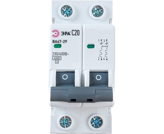 Автоматический выключатель ЭРА ВА47-29 2P 20А кривая C Б0031933 