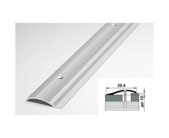 Порог разноуровневый алюминиевый (39.4 мм; 0.9 м; анодированный; серебро) Лука 00000002851 – изображение 2