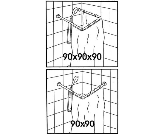 Карниз для ванной Vidage П-образный, с регулируемой длиной цвет: белый, длина 90х90х90 см 1305004 – изображение 3