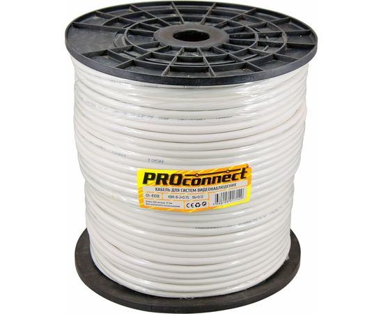 Кабель для видеонаблюдения КВК-В-2 + 2х0.75кв.мм CCA, 96%, 200м, серый PROCONNECT 01-4108 