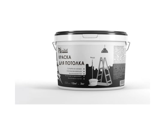 Краска для потолка Paritet супер белая глубокоматовая, 3 кг PD-007 