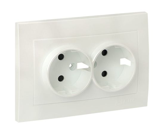 Лицевая панель 2-местной розетки EKF PROxima Валенсия, с заземлением, 16А, жемчуг, с защитными шторками ESR16-L-128-50 