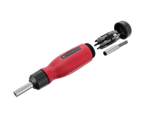 Реверсивная отвертка с комплектом насадок INTERTOOL 12ед VT-1003 