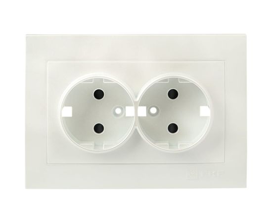 Лицевая панель 2-местной розетки EKF PROxima Валенсия, с заземлением, 16А, жемчуг, с защитными шторками ESR16-L-128-50 – изображение 2
