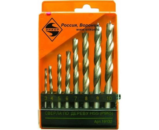 Набор сверл по дереву 8 шт.(D 3; 4; 5; 6; 7; 8; 9; 10 мм) Энкор 19132 – изображение 2