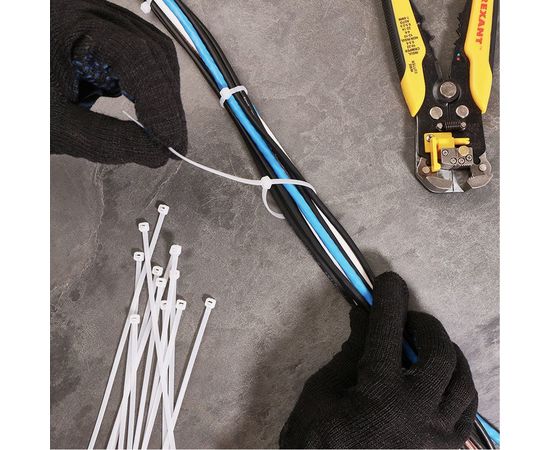 Нейлоновая хомут-стяжка с тройным замком REXANT 250x3,6 мм, белая, упаковка 100 шт. 67-0250 – изображение 2