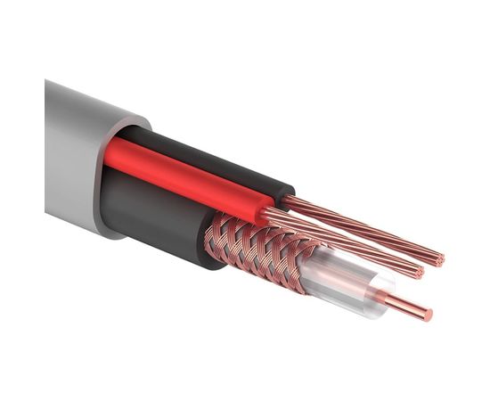 Кабель для видеонаблюдения КВК-В-2 + 2х0.75кв.мм CCA, 96%, 200м, серый PROCONNECT 01-4108 – изображение 2