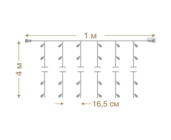 Электрогирлянда-конструктор VEGAS Занавес 24V 192 теплых ламп 6 нитей 55024 – изображение 4
