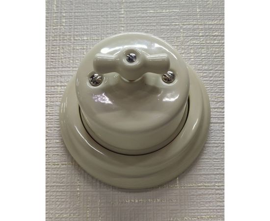 Проходной одноклавишный выключатель Retrika, ретро цвет слоновая кость R-SW-15 – изображение 5