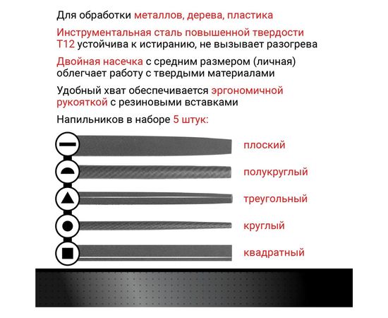 Набор напильников по металлу VIRA 200 мм, зернистость 2 820006 – изображение 7
