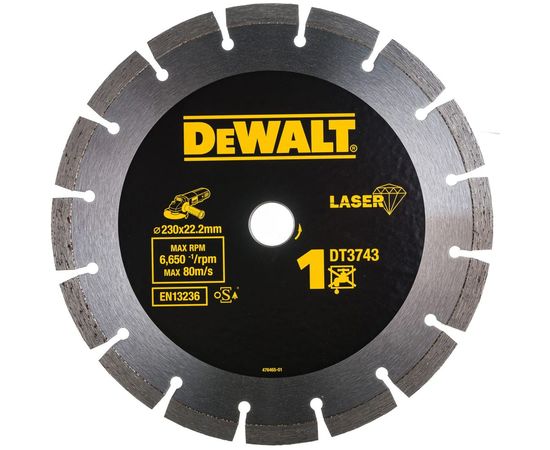 Диск алмазный для УШМ универсальный (230х22,2 мм) DEWALT DT 3743 