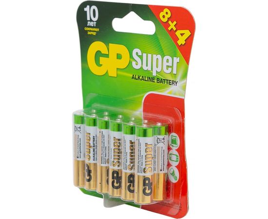Алкалиновые батарейки GP Super Alkaline 24А ААA - 12 шт. 24A8/4-2CR12 