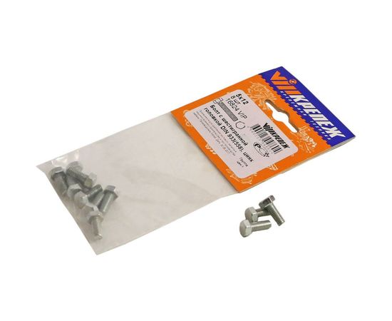 Болт с ш/г VIPкрепеж DIN 933 (558) полная резьба 5х12 8шт 16824 VIP 