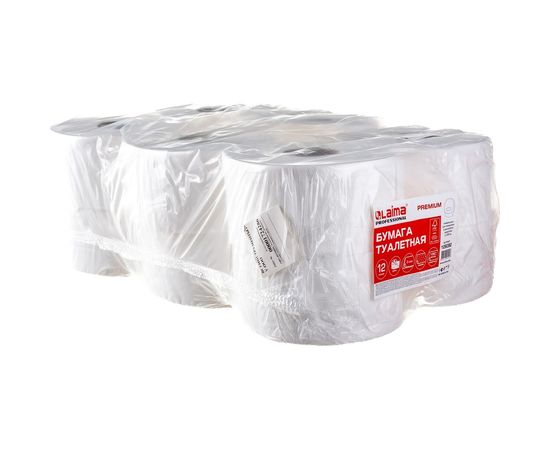 Туалетная бумага ЛАЙМА 170 м, комплект 12 шт., люкс, 2-х слойная, белая, 126092 