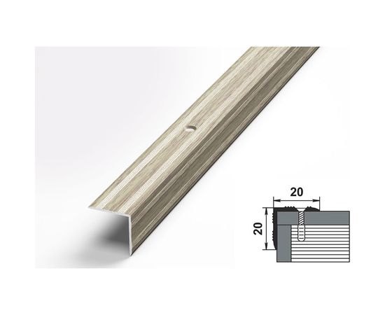 Порог угловой алюминиевый декоративный (20х20 мм, 1,8 м, Дуб беленый) ЛУКА УТ000000265 – изображение 2