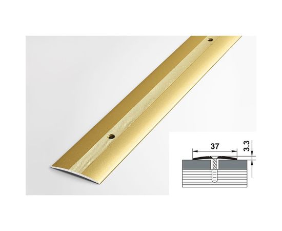 Порог прямой алюминиевый (37 мм, 1,35 м, порошковое покрытие, Золото) ЛУКА 00000002209 – изображение 2