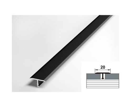 Порог прямой Т-образный алюминиевый ЛУКА (5 шт, 20 мм, 2,7 м, порошковое покрытие, Черный) УТ000038617 – изображение 2