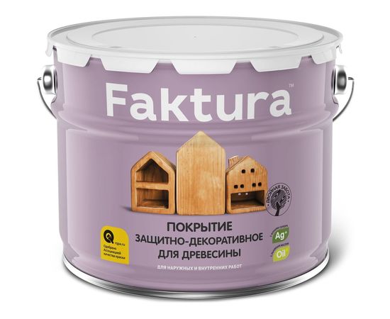 Защитно-декоративное покрытие FAKTURA с льняным маслом и ионами серебра, сосна, ведро 9л, 208450 – изображение 2
