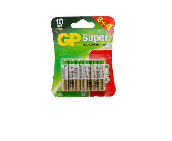 Алкалиновые батарейки GP Super Alkaline 24А ААA - 12 шт. 24A8/4-2CR12 – изображение 2