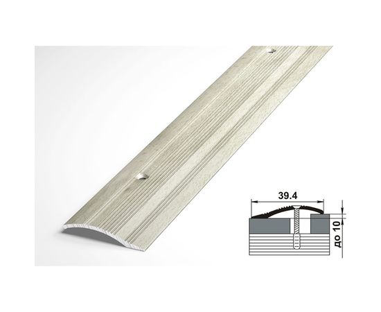 Порог разноуровневый алюминиевый декоративный (39,4 мм, 1,35 м, Дуб беленый) ЛУКА УТ000025819 – изображение 2