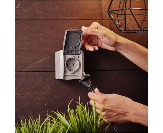 Накладная розетка KRANZ керамика с заземлением IP54 16А серая KR-78-0612 – изображение 4