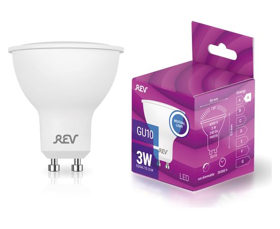 Светодиодная лампа REV PAR16 GU10 3W, 4000K, нейтральный свет 32327 3 