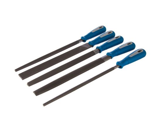 Набор напильников с двухкомпонентной ручкой: плоский, полукруглый, трехгранный, квадратный, круглый, №2, 250мм ЗУБР ЭКСПЕРТ 16651-25-H5 