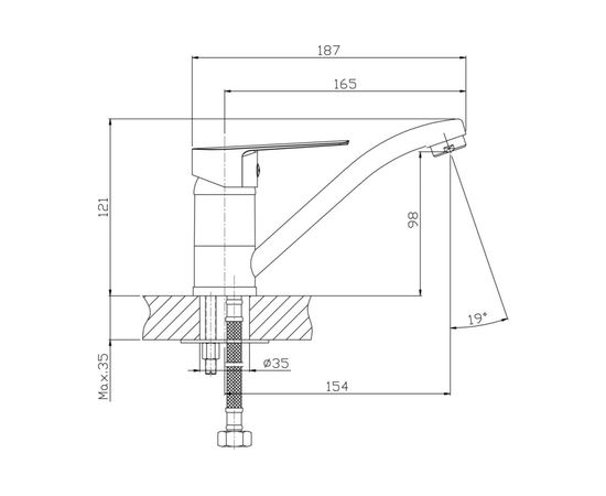 Смеситель для умывальника Zollen Bergen поворотный излив, 1 шпилька, картридж 35 мм BE51610111 443361 – изображение 2