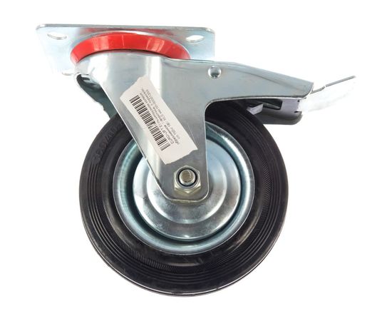 Колесо большегрузное обрезиненное поворотное с тормозом (160х40 мм; г/п 150 кг) EURO-LIFT 00-00001255 – изображение 3