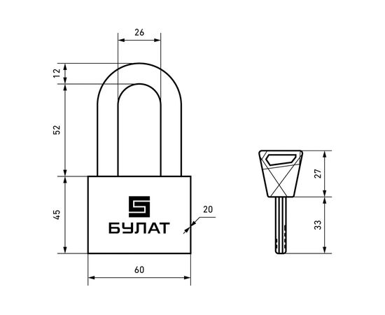 Навесной замок БУЛАТ ВС 3-С60-01 НС (нержавеющая сталь; 12 мм) 13992 – изображение 3