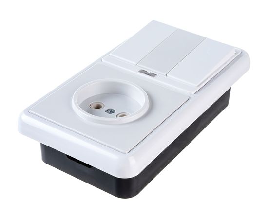 Комбинированный блок Кунцево-Электро БЭЛЛА скрытая установка выключатель с подсветкой+розетка БКВР-212 5841 – изображение 3