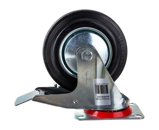 Колесо большегрузное обрезиненное поворотное с тормозом (160х40 мм; г/п 150 кг) EURO-LIFT 00-00001255 – изображение 4