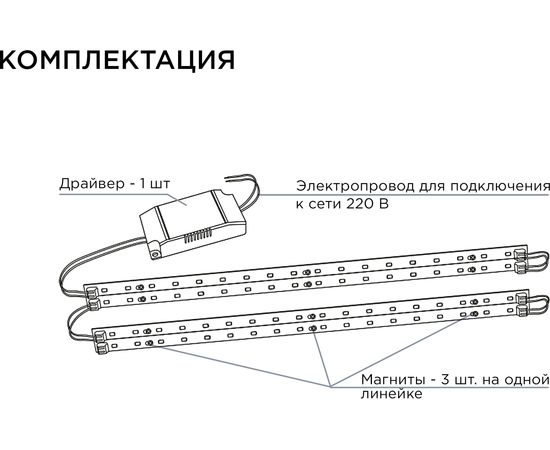 Комплект светодиодных линеек для потолочных светильников APEYRON "Армстронг" 4*8Вт 12-141 – изображение 7