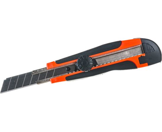 Усиленный нож SANTOOL 18 мм с выдвижным лезвием обрезиненная ручка 020504 