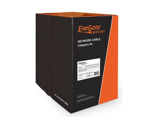 Кабель UTP ExeGate 4 пары, категория 5e, Special медь, 26AWG, бухта 305м, серый, PVC 138966 