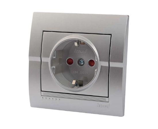 Розетка с защитой от детей Lezard DERIY серебристый металлик 702-2828-124B 