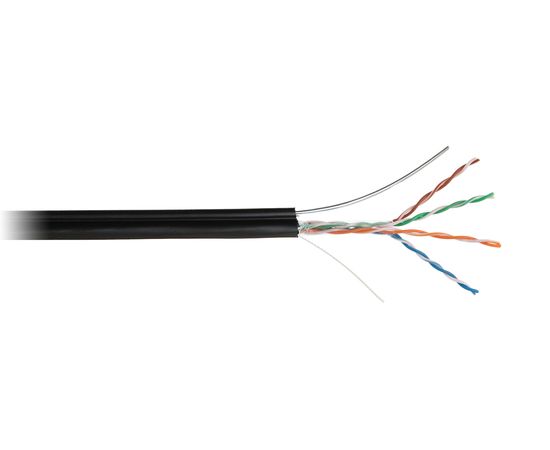 Кабель NETLAN U/UTP 4 пары, категория 5e, внешний, PE до -40C, с тросом, черный, 305м EC-UU004-5E-PE-SW-BK 