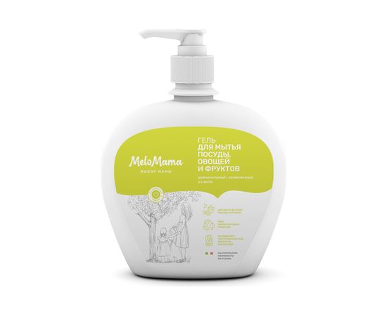 Биоразлагаемый гель для мытья посуды, овощей и фруктов MeloMama Огуречное танго, 0,5 л 77067 