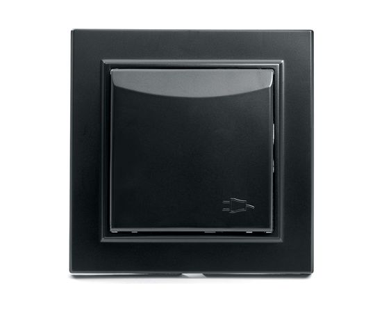 1-местная розетка STEKKER c заземлением с крышкой, PST16-9012-03, с защитной шторкой, Эрна, черный 39481 
