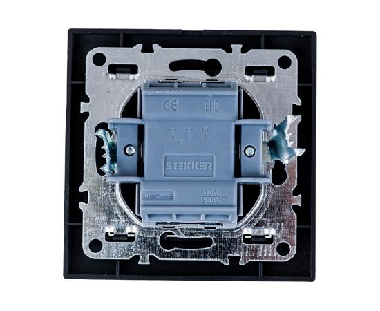 2-клавишный выключатель STEKKER PSW10-9004-03, 250V, 10А, серия Эрна, черный 39473 – изображение 2